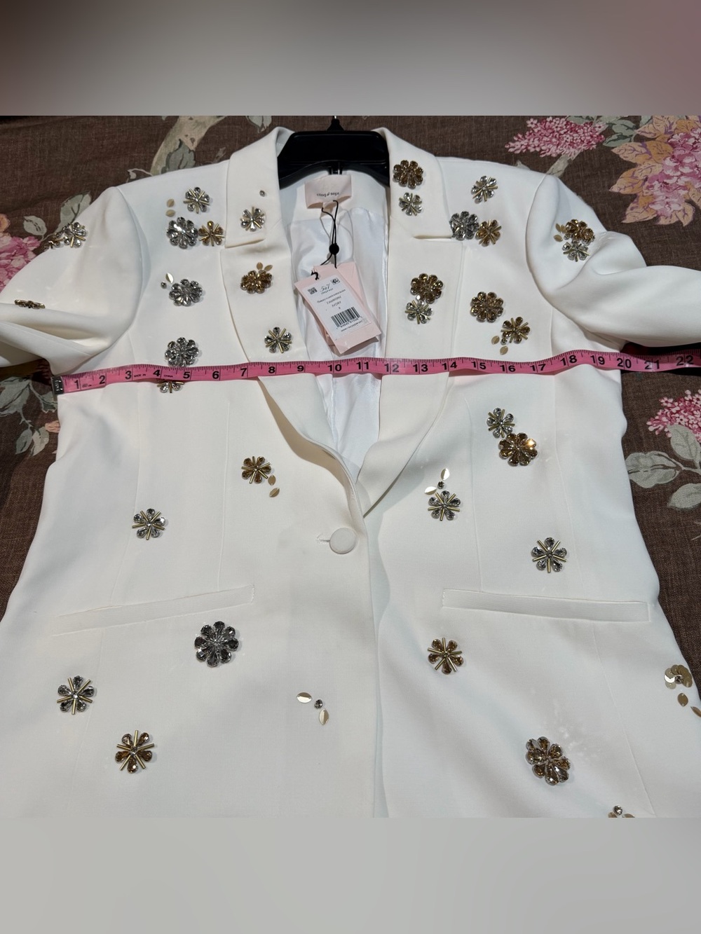 Cinq a Sept Karlie Tumbling Flowers Embellished Blazer - Picture 11 of 12